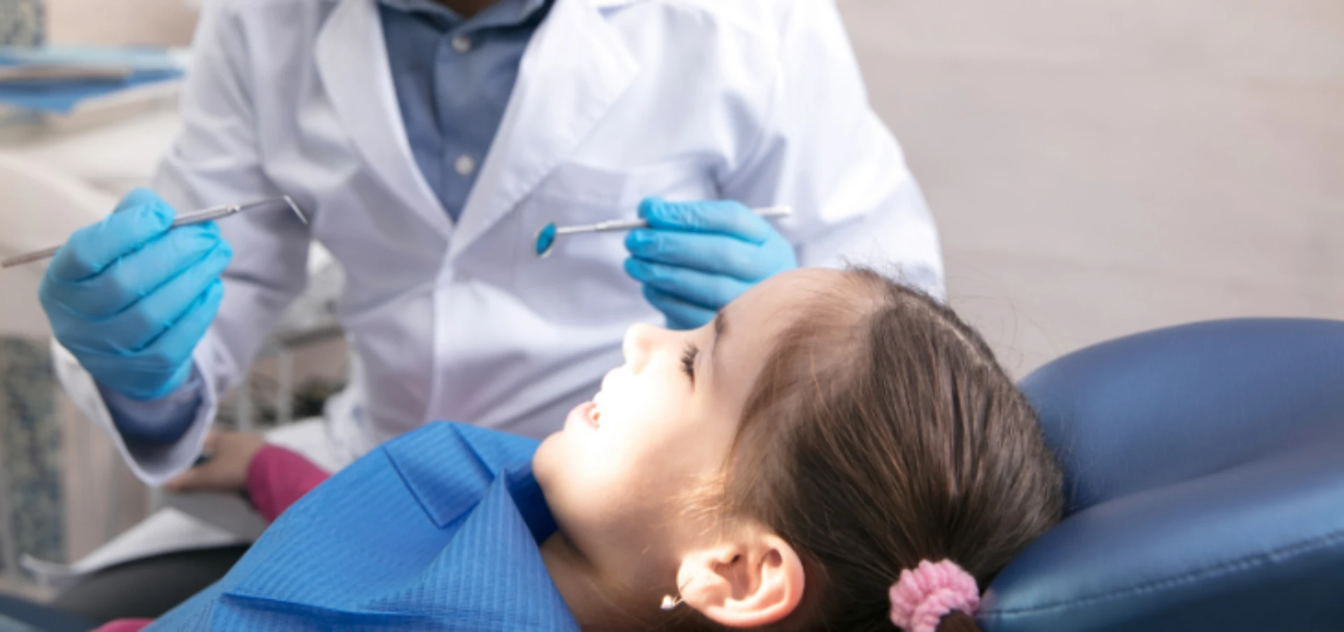 Child receiving an early airway orthodontics evaluation at a dental office